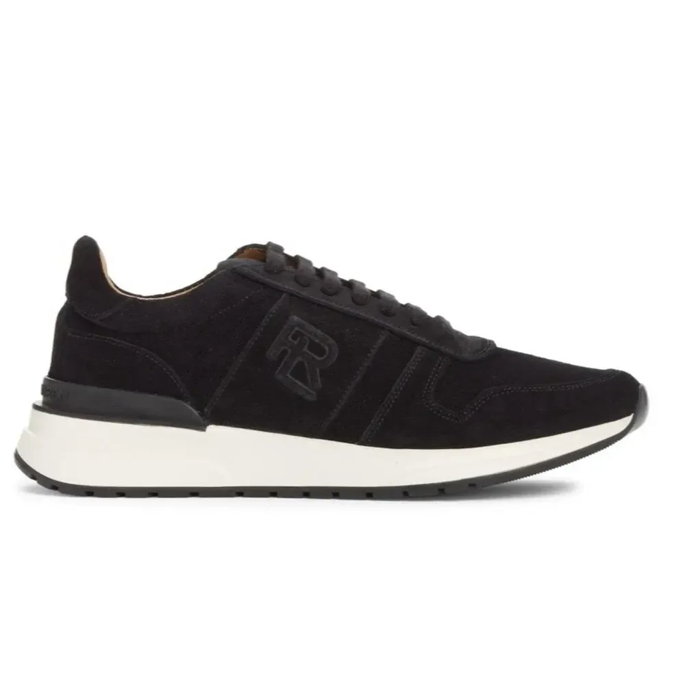 NIB Ralph Lauren Purple Label ‘Ethan’ Black Suede Logo Sneakers Size 8 $895.00